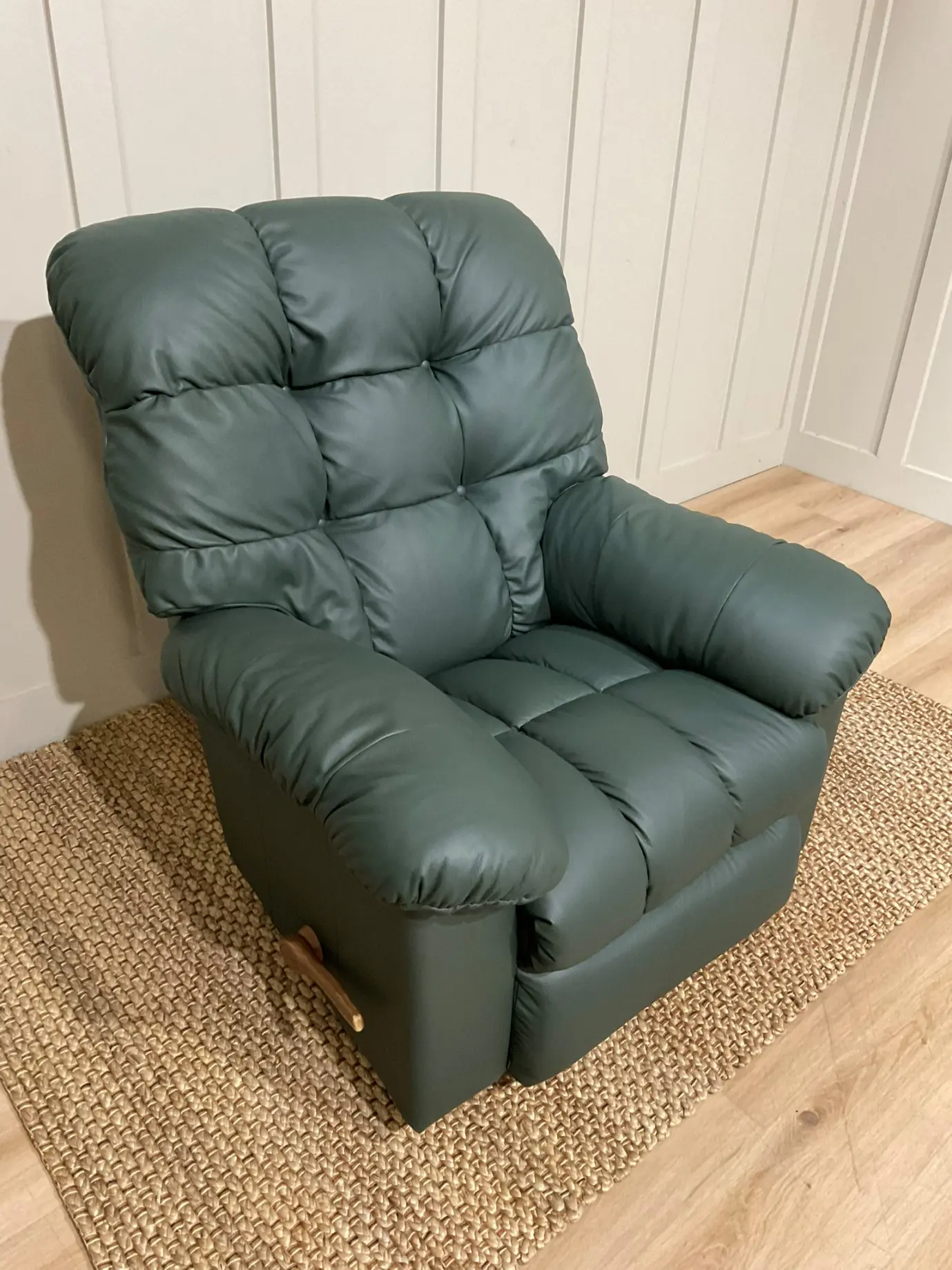 Green leather armchair