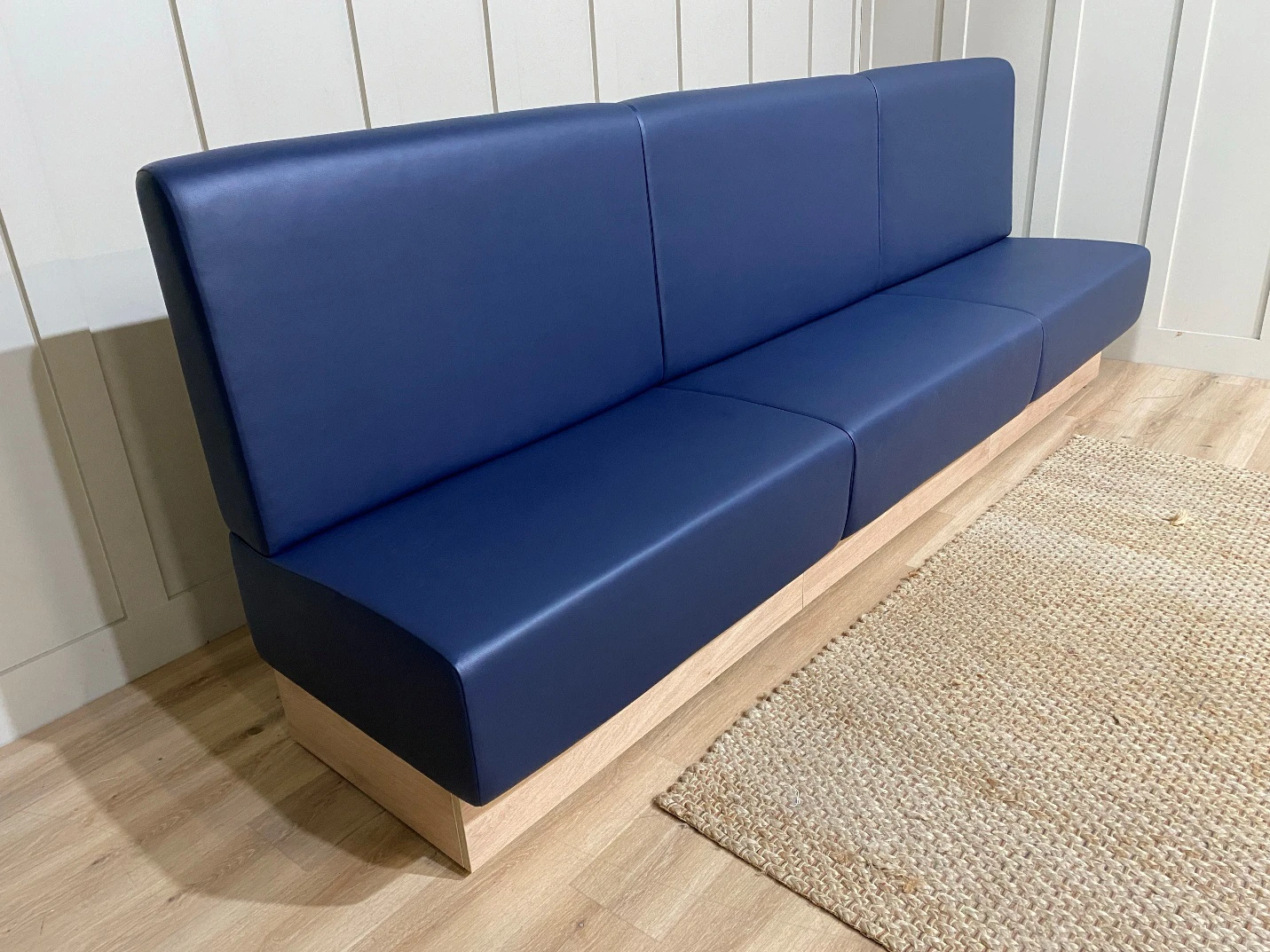 navy bespoke banquette seating